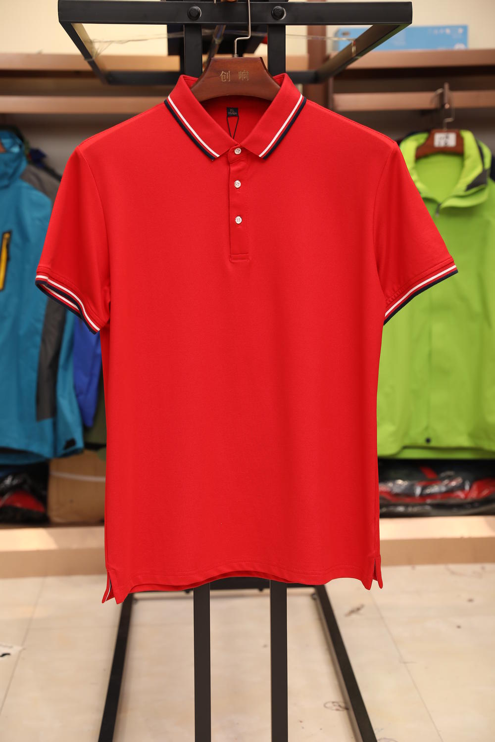 6016 Ice Cool Cotton Double Color Collar Polo Short Sleeve Collar