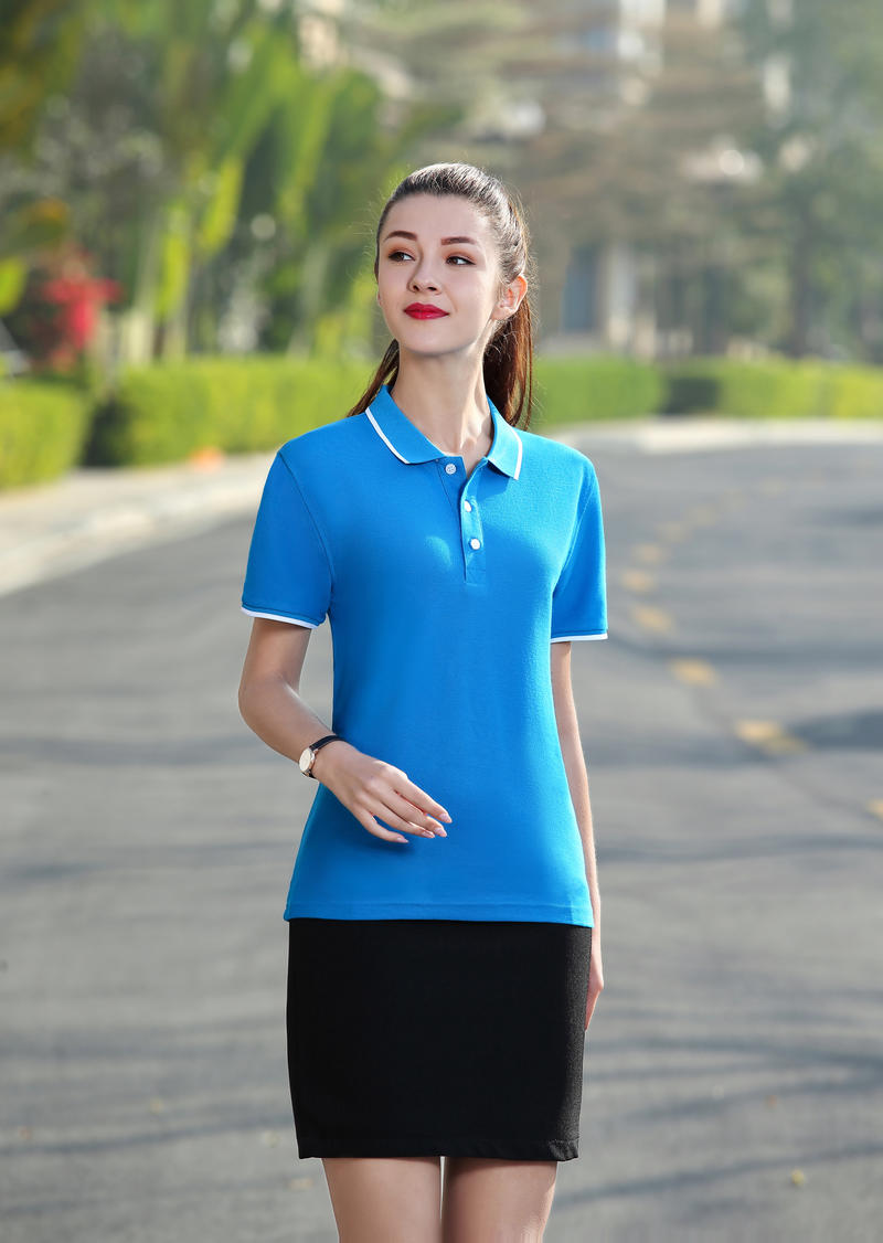 F8519-210g Combed Pure Cotton Double Bead Color Polo Short Sleeved Lapel