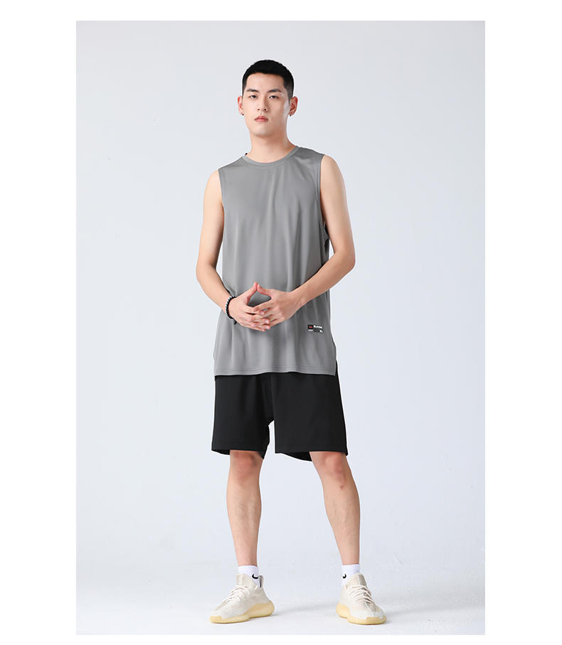 Mens S203- Light Version Sports Casual Hem Slit Camisole Sports Vest