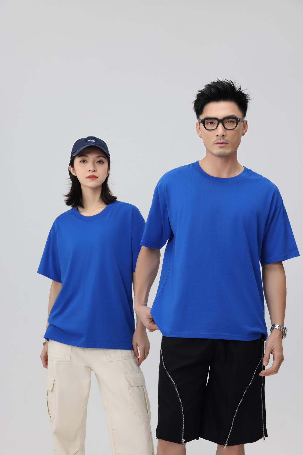 BT2666 (heavy Weight 260g, 32 Count Double Yarn Pure Cotton Round Neck) T-shirt With Loose Shoulder Width