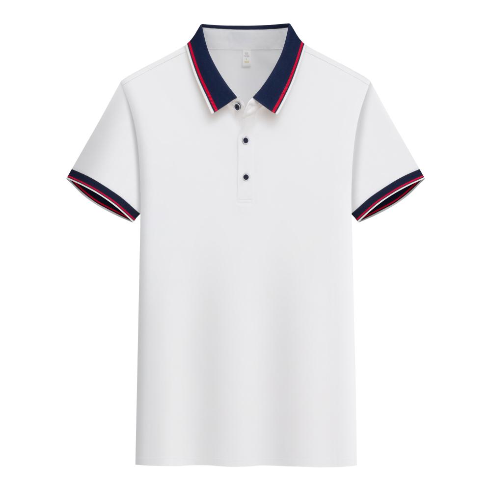 2308 Contrasting Collar Lapel Polo Short Sleeved Lapel