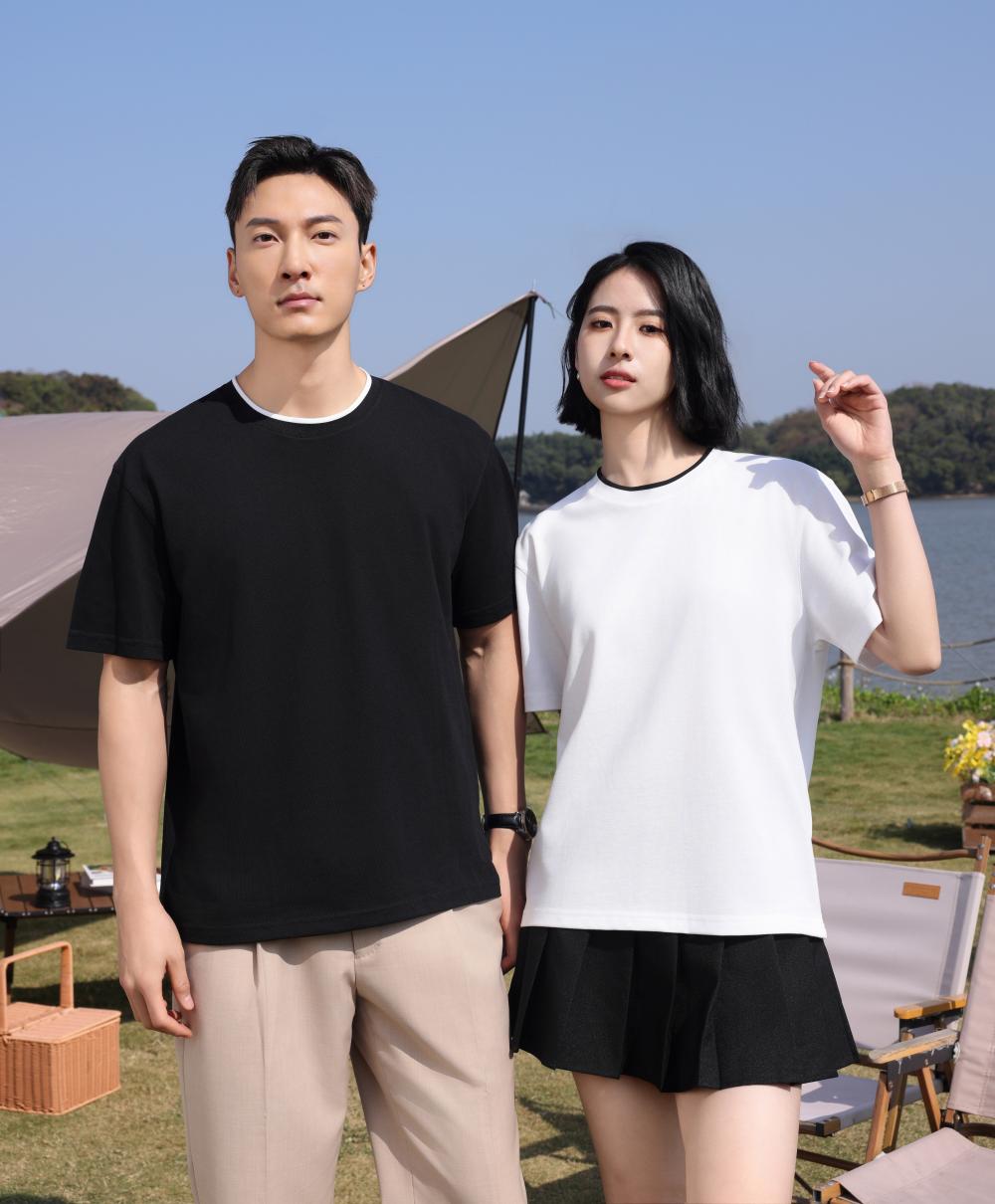 247 (Looking At Dongting Lake) Large Mesh Wide Version Round Neck T-shirt Short Sleeve Round Neck