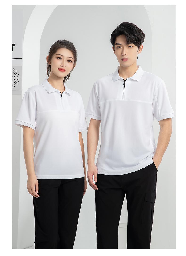 T01- Workwear Lapel Quick Drying Color Blocked Zipper Polo Shirt Short Sleeved Polo Short Sleeved Lapel