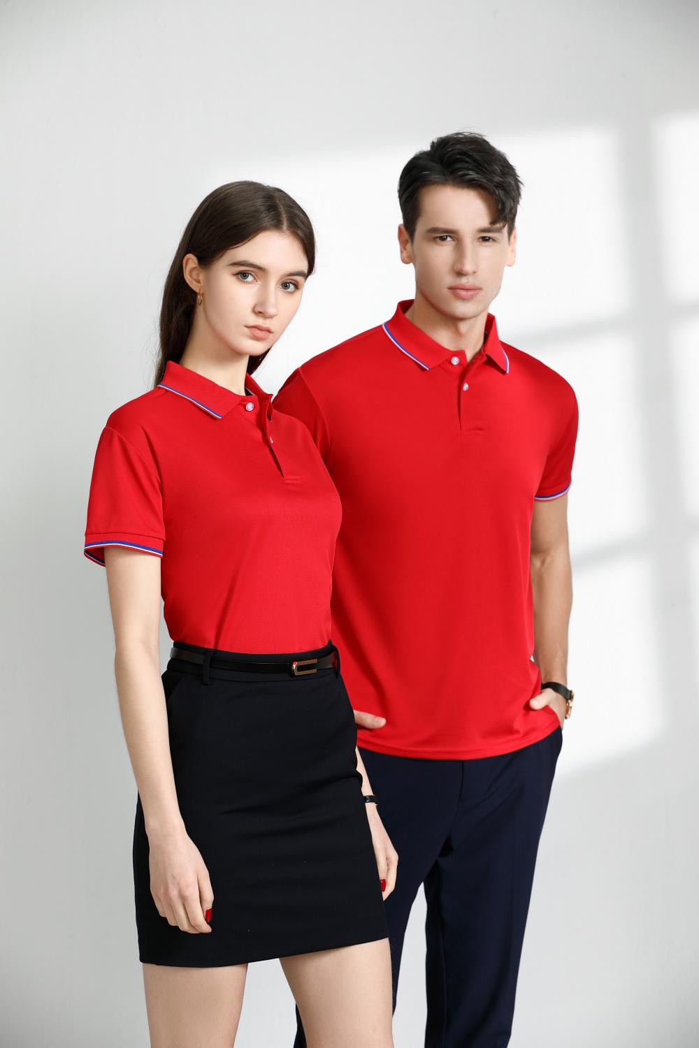 F1092 Tencel Cotton Intercolor Collar Non Pilling Business Polo Short Sleeve Collar