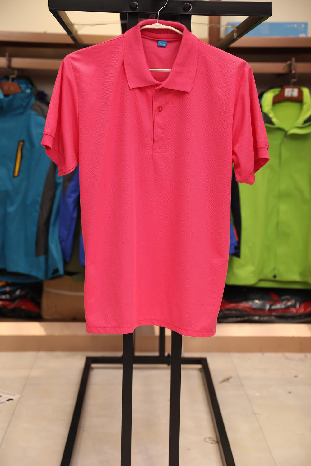 179TBL Solid Color Bead Polo Short Sleeved Lapel