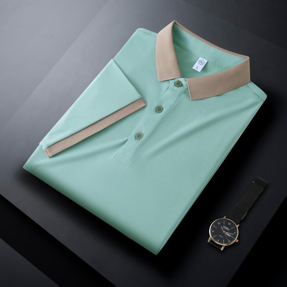 CX2601 Color Blocked Polo Short Sleeved Lapel