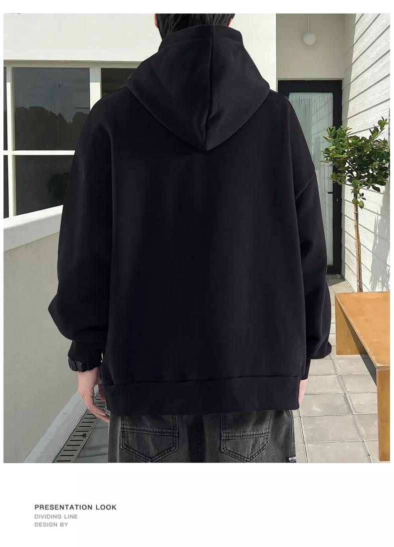 Full Polyester Cotton Left Diagonal Double Hoodie With Hat, Front Shoulder, Round Neck