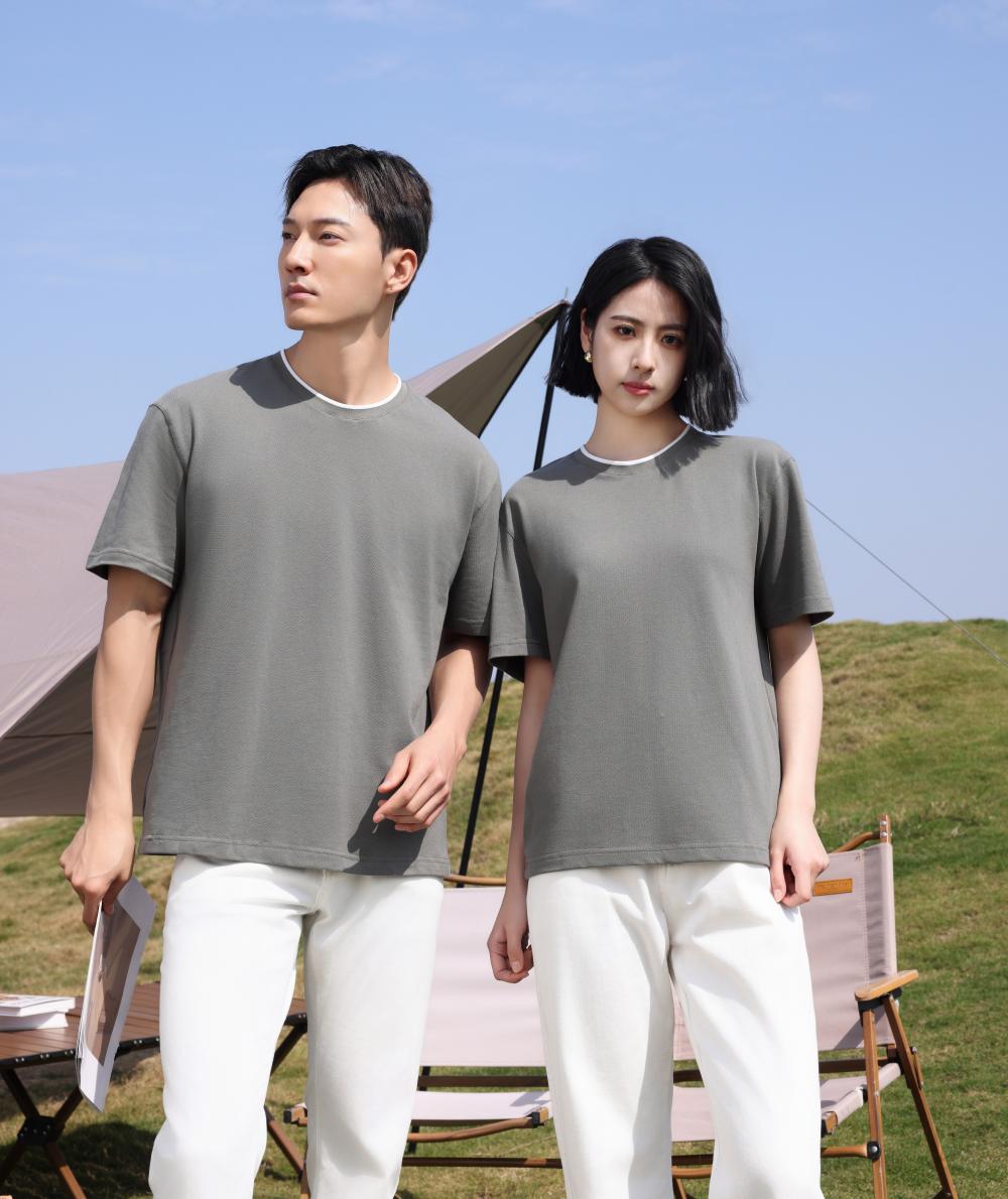 247 (Looking At Dongting Lake) Large Mesh Wide Version Round Neck T-shirt Short Sleeve Round Neck