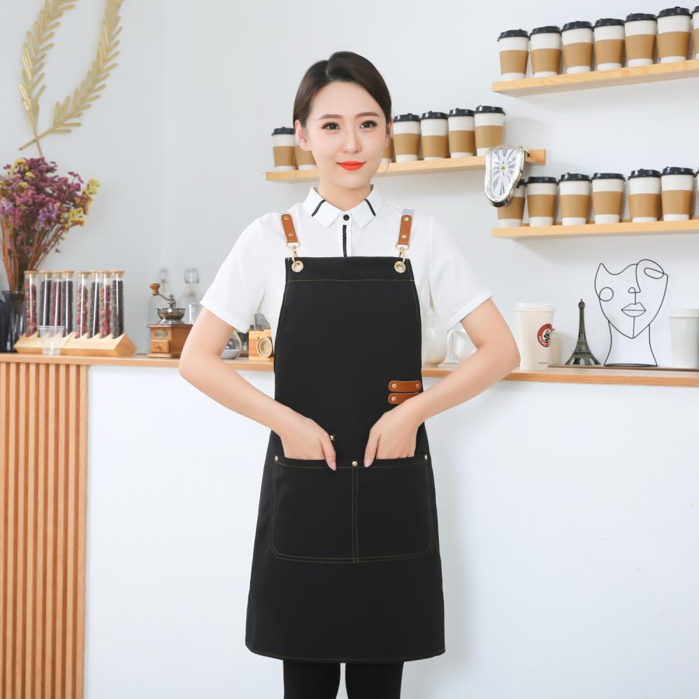 CX009 Internet Famous Canvas Double Pocket Apron H-shaped Cross Shoulder Strap