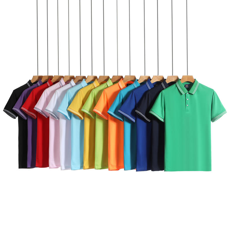 F191-180g Silk Cotton Intermediate Color Lapel Polo Short Sleeved Lapel