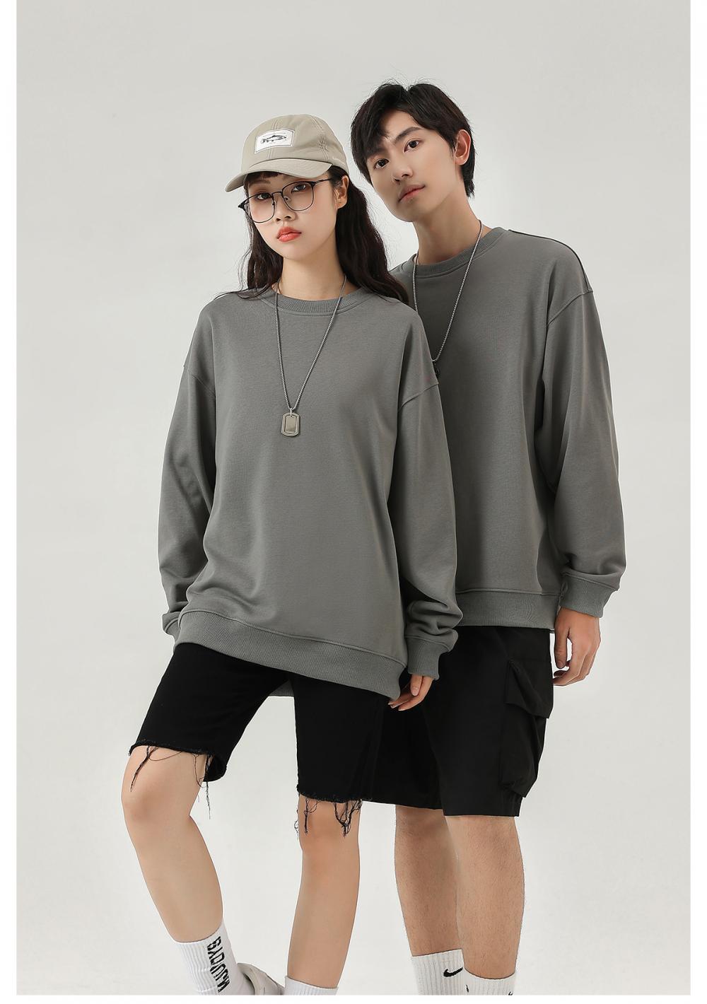 78058 # 380g Fashionable Pullover Round Neck Long Sleeved T-shirt Long Sleeved Round Neck