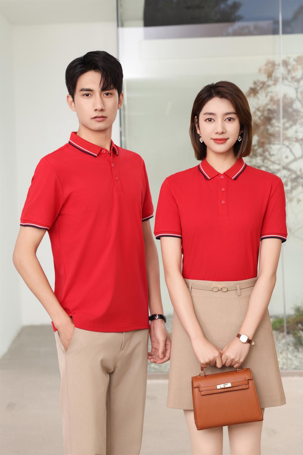 BT6698 Mulberry Silk Intercolor Collar Polo Short Sleeve Collar