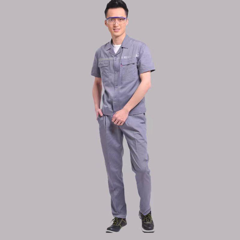 Summer Long Summer Short MYQJ635 Button Style Polyester Cotton Poplin Fabric 3-color Workwear Short Sleeved Workwear