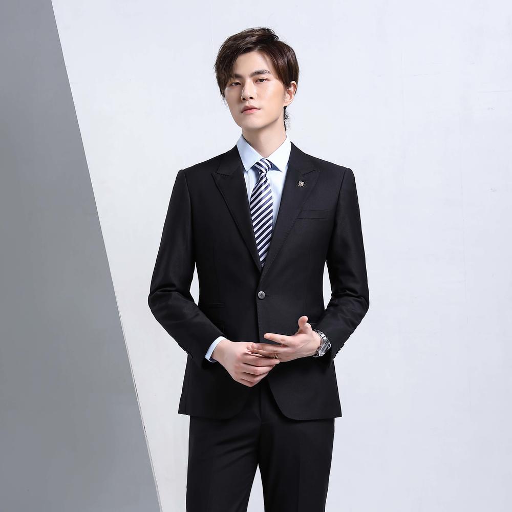 J692/Single Button Suit/High End Bead Edge Dark Grain Thin Material/Men's And Women's Suit Slim Fit Version