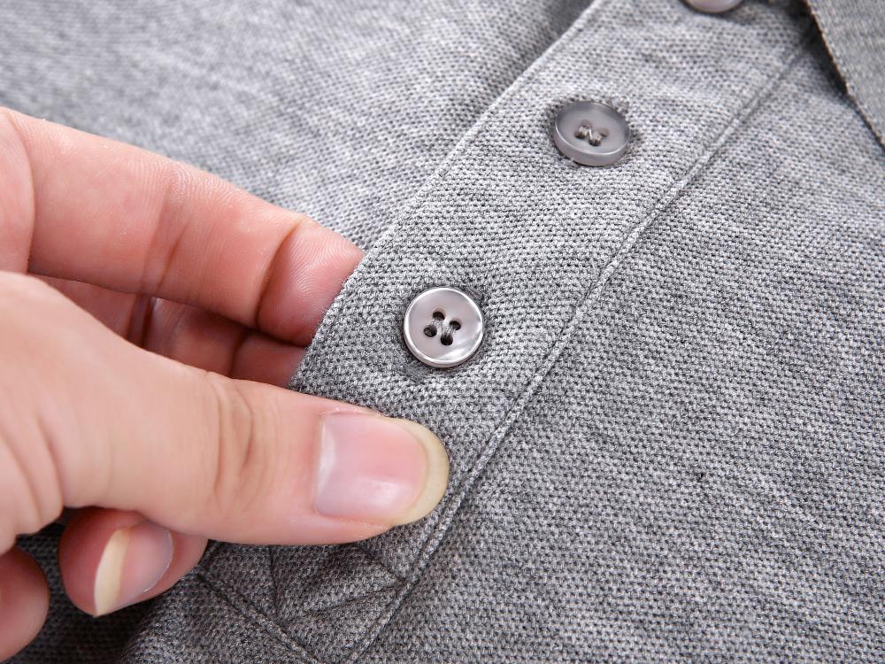 P3005 # 210g Combed Pure Cotton Double Bead Solid Color Long Sleeved Polo Long Sleeved Lapel