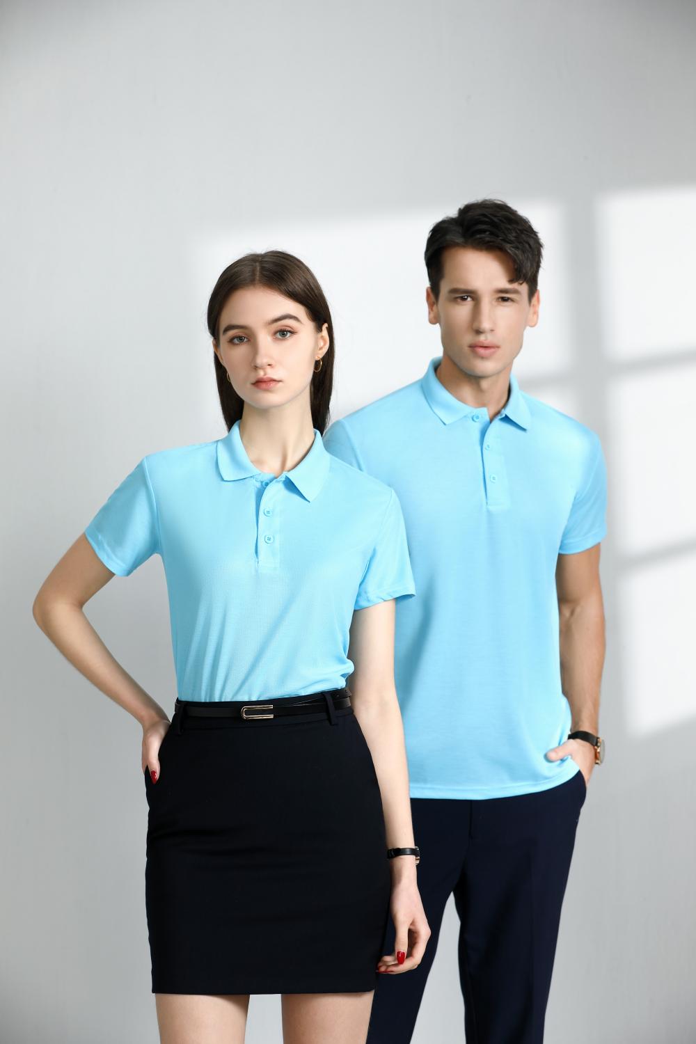 F1093 Ice Cool Cotton Solid Color Non Pilling Business Polo Short Sleeve Collar