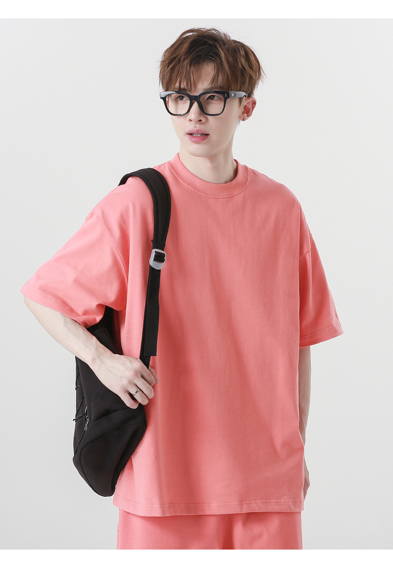 A5033-300g Brushed Heavy-duty Loose Fit Short Sleeved T-shirt With Short Sleeved Round Neck