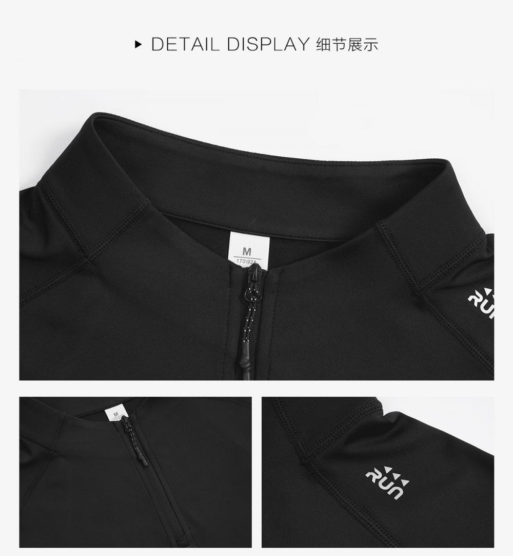 S9863 # Half Zipper Casual Long Sleeve T-shirt Long Sleeve Round Neck