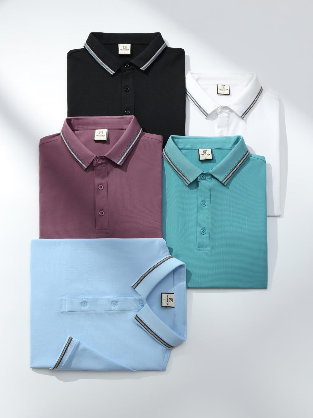 F5577-200 Grams Shangge Series Milanese Spiral Stripe Lapel Shirt Polo Short Sleeved Lapel