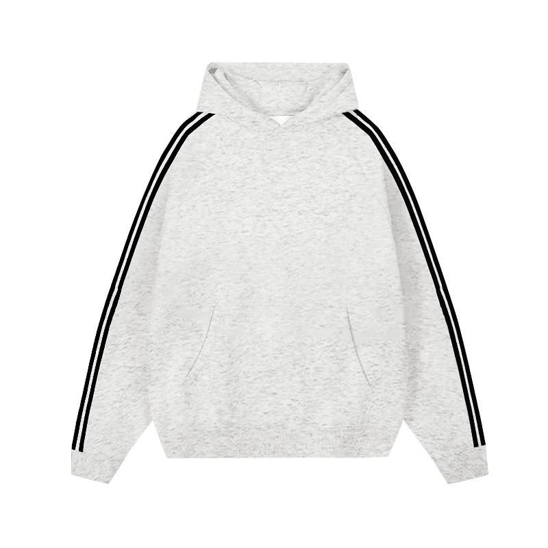 EP125-330g Food Wool Huamian Composite Milk Silk Trendy Brand Three Bar Striped Thin Hooded Sweatshirt Hooded Cover