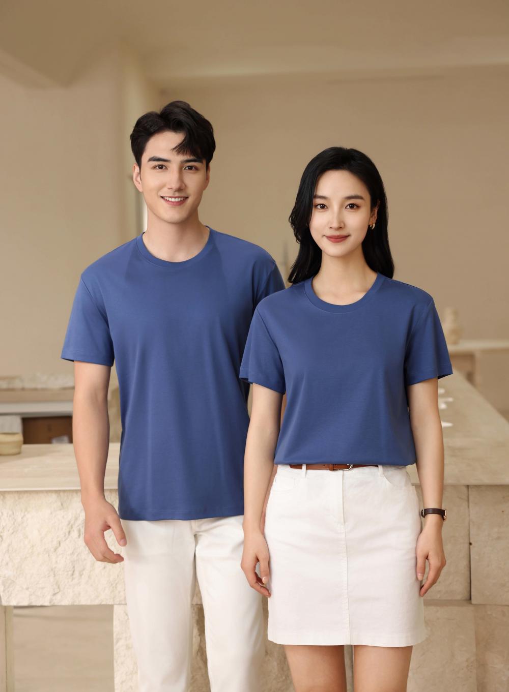 CX901 Liquid Ammonia Cotton Round Neck T-shirt Short Sleeved Round Neck