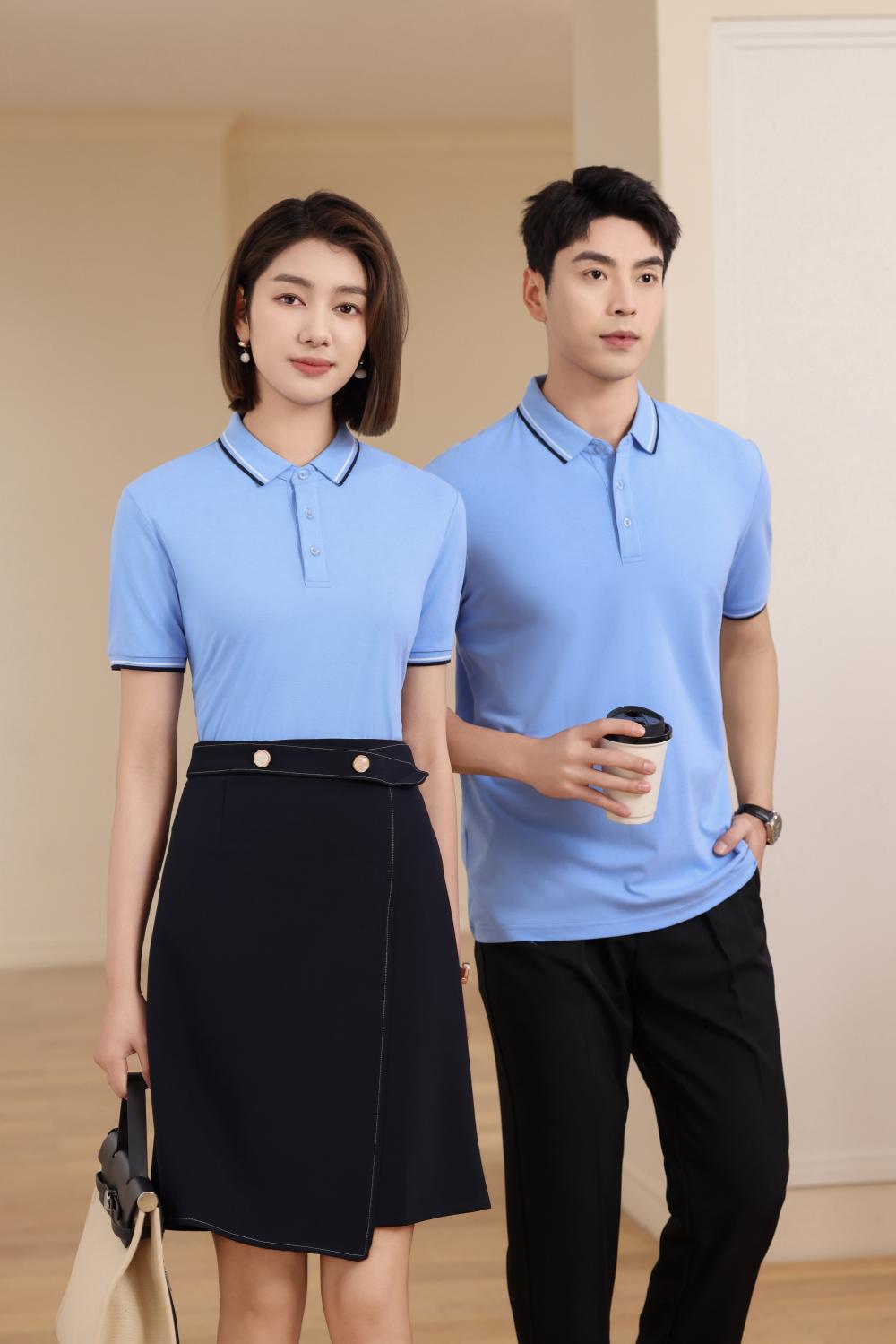 BT6698 Mulberry Silk Intercolor Collar Polo Short Sleeve Collar