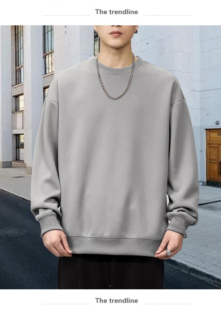 Composite Cotton Fleece Front Shoulder Sweatshirt With Round Neck