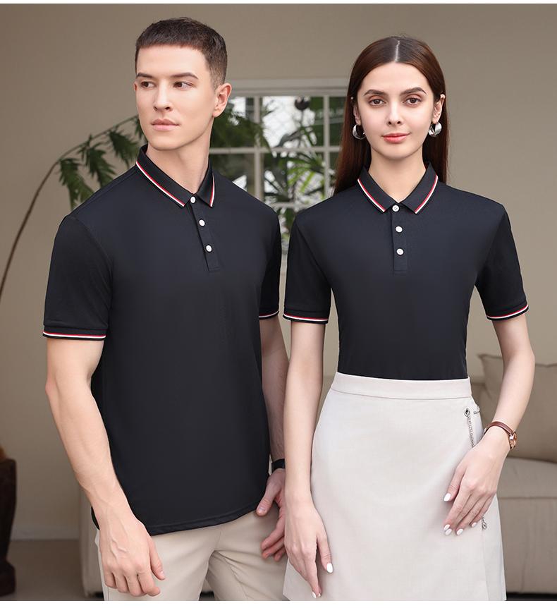 F8809-190g Ice Silk Sharp Jade Intercolor Classic Polo Short Sleeve Collar