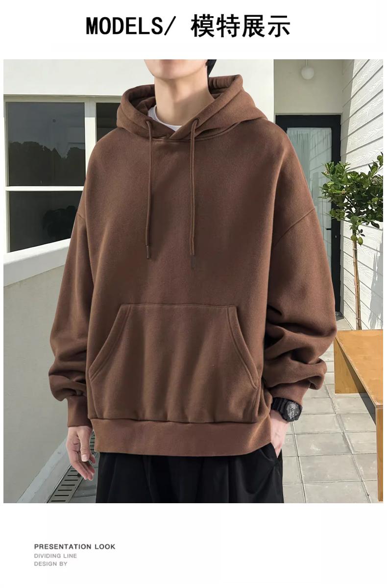 Full Polyester Cotton Left Diagonal Double Hoodie With Hat, Shoulder Drop, Round Neck