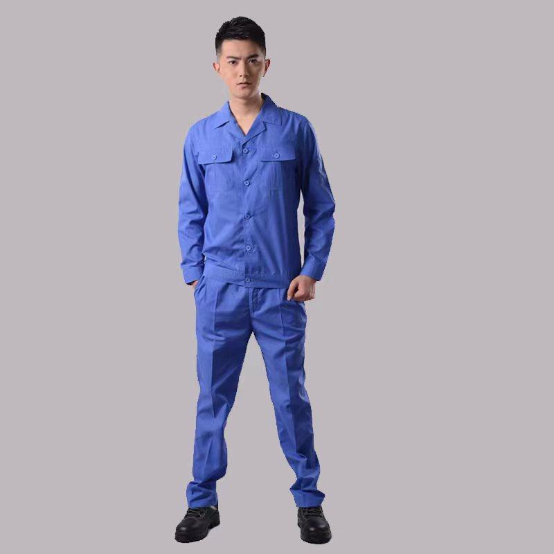 Summer Long Summer Short Same Style MYQJ619 Polyester Cotton Poplin Fabric Bright Blue Button Style Small Suit Collar Set