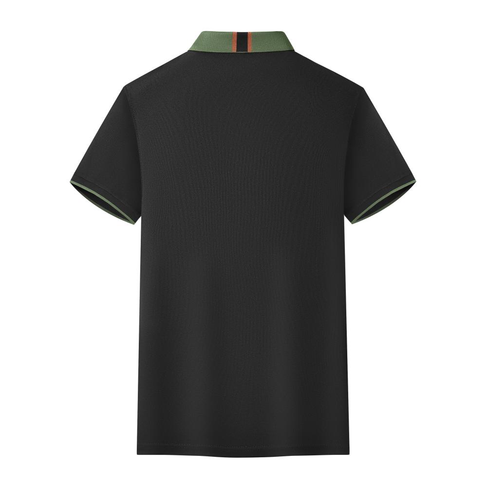 F6205-180g Color Blocking Splicing Shake Hand Internet Famous Polo Short Sleeved Round Neck