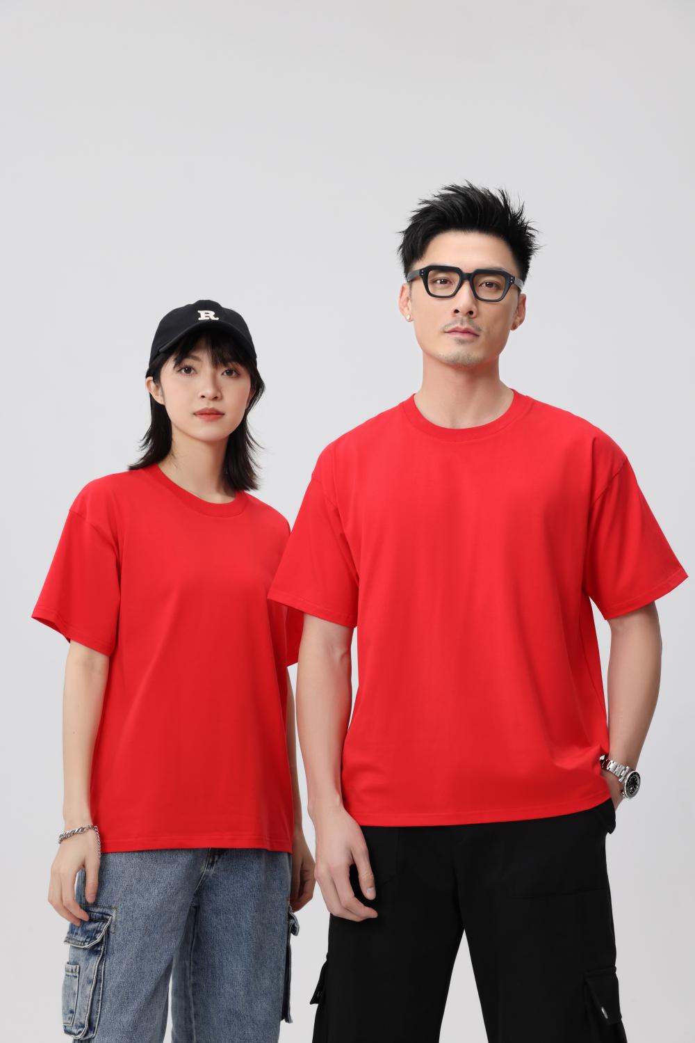 BT2666 (heavy Weight 260g, 32 Count Double Yarn Pure Cotton Round Neck) T-shirt With Loose Shoulder Width