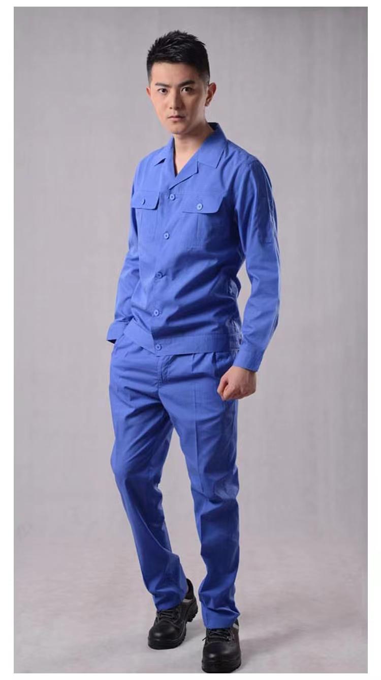 Summer Long Summer Short Same Style MYQJ619 Polyester Cotton Poplin Fabric Bright Blue Button Style Small Suit Collar Set