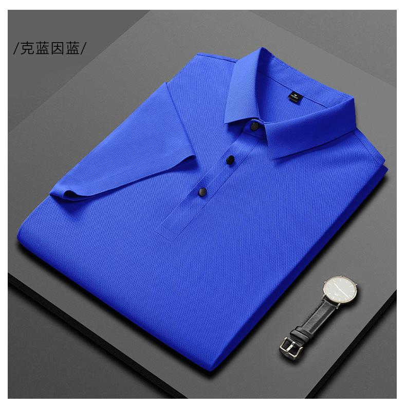 Seamless G1 # Ice Silk Seamless Polo Shirt Short Sleeved Round Neck