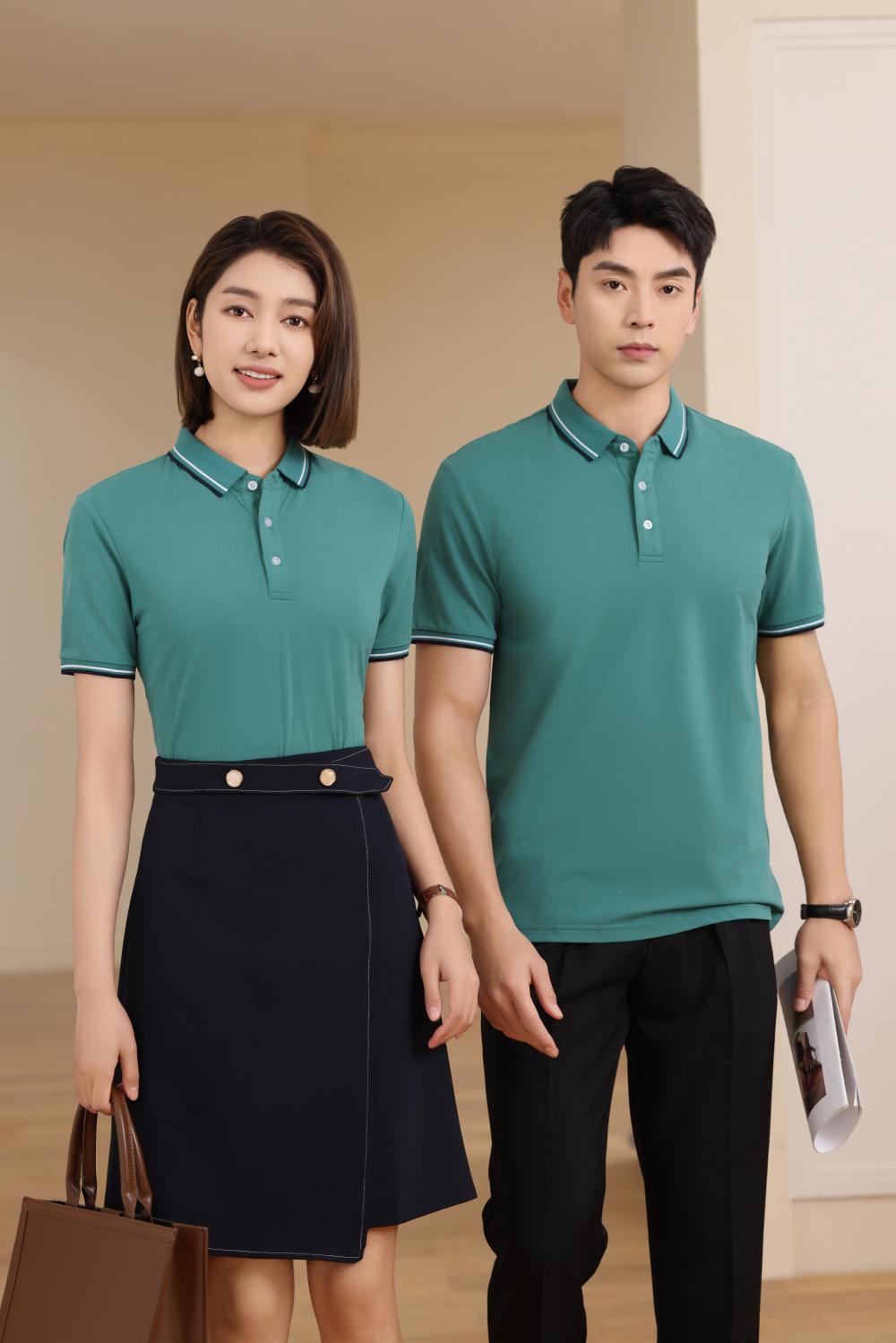 BT6698 Mulberry Silk Intercolor Collar Polo Short Sleeve Collar