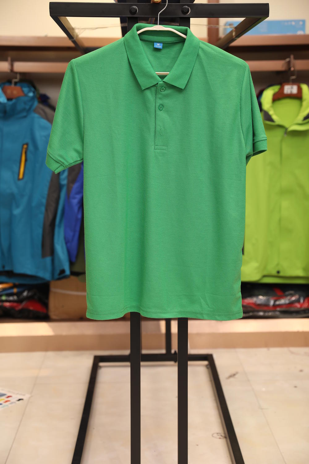 179TBL Solid Color Bead Polo Short Sleeved Lapel