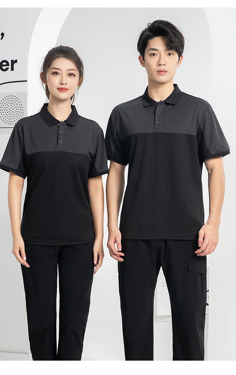 T02 Workwear Lapel Quick Drying Button Color Blocked POLO Short Sleeved Polo Short Sleeved Lapel