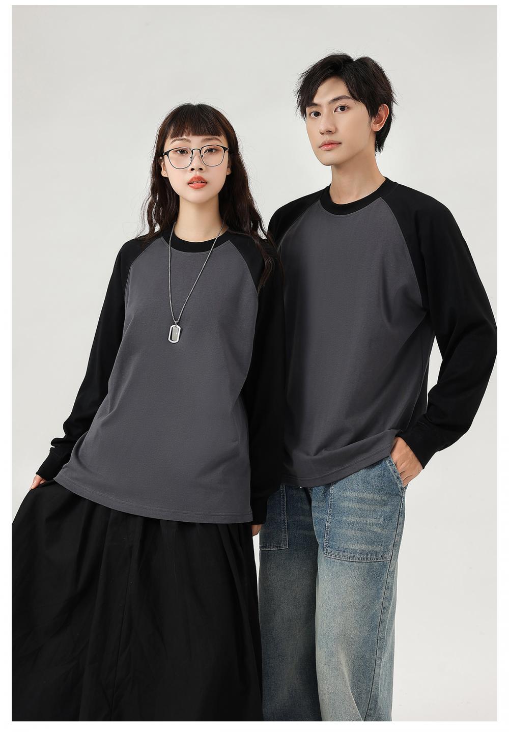 78099 # 260g Raglan Long Sleeved T-shirt Long Sleeved Round Neck