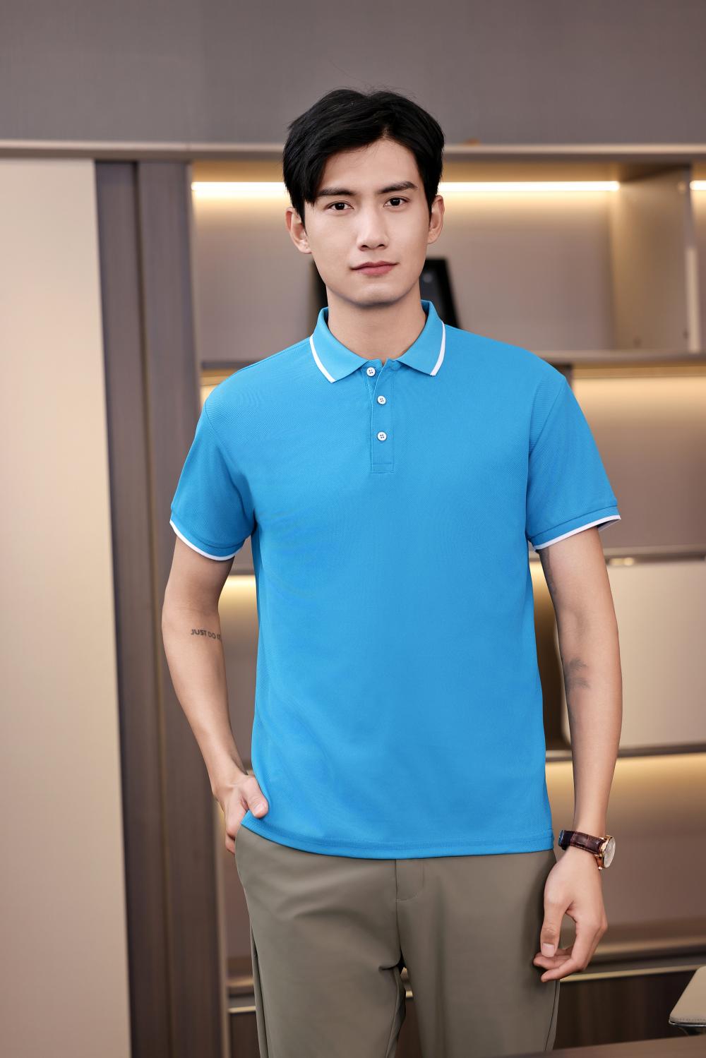 F2010 # 50% Island Cotton+50% Ice Ion Fiber POLO Short Sleeve Polo Short Sleeve Collar