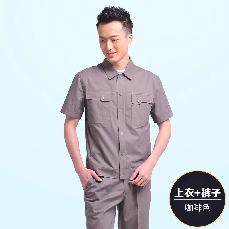 Summer Long Summer Short Same Style MYQJ827 Pure Cotton 32 Sand Slant 100% Cotton Fine Twill Spot 5-Color Workwear Short Sleeve Workwear