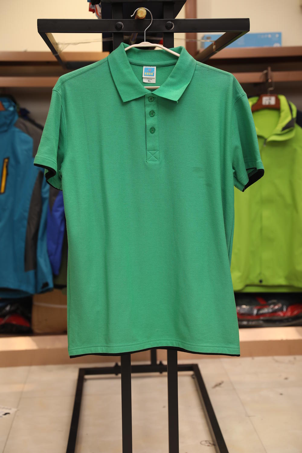 102TBG-A Thick Double Hem Polo Short Sleeve Collar