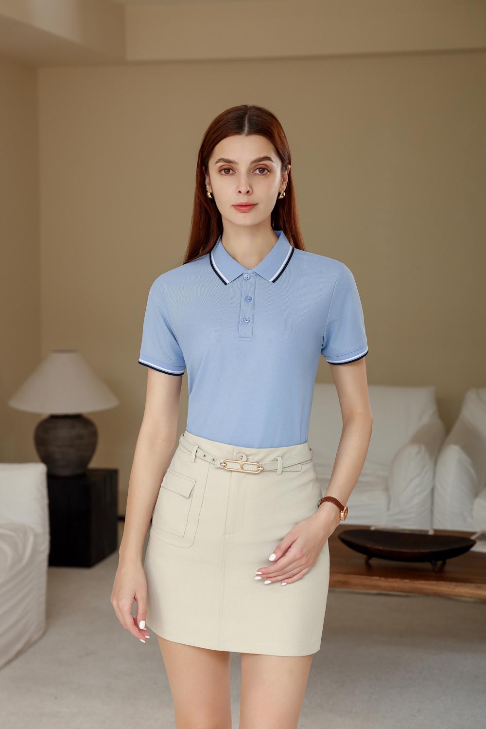 F6208-190 Intergram Color Collar Shake Hands Internet Famous Polo Short Sleeved Lapel