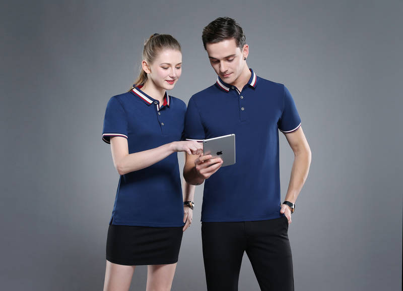 F6885 # Double Sided Collar Short Sleeved Lapel Business Polo Shirt