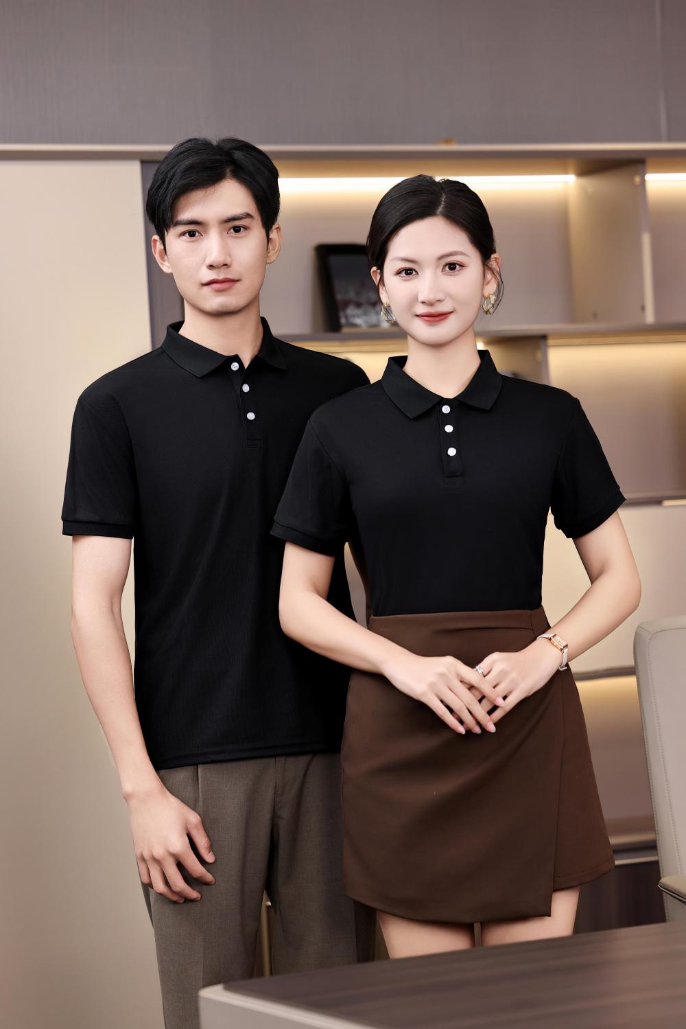 F2011-210g 50% Island Cotton 50% Ice Ion Fiber Solid Color Polo Shirt Polo Short Sleeved Collar