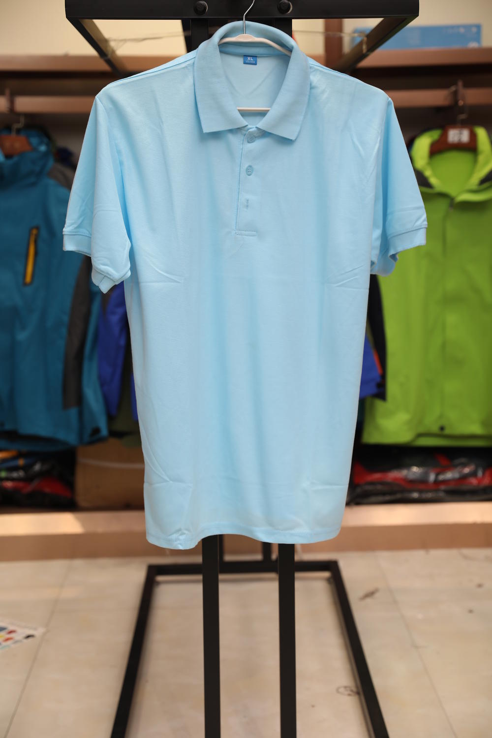 179TBL Solid Color Bead Polo Short Sleeved Lapel