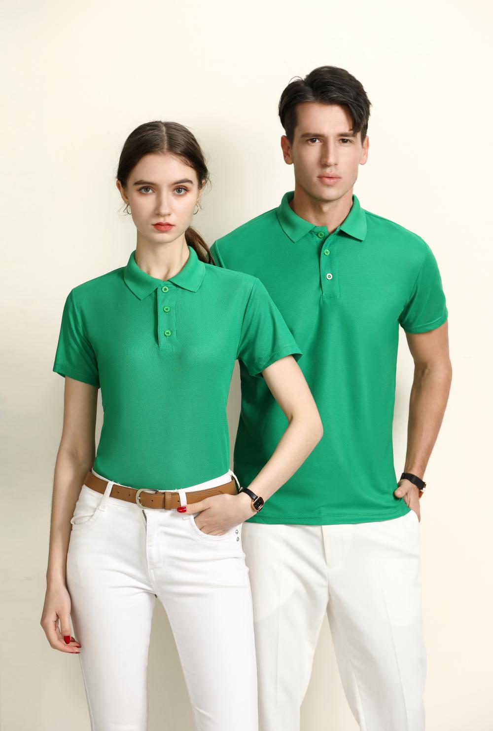 F1093 Ice Cool Cotton Solid Color Non Pilling Business Polo Short Sleeve Collar