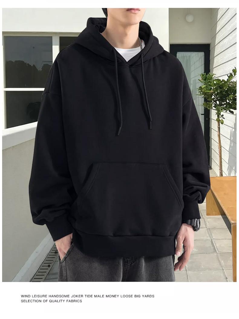 Full Polyester Cotton Left Diagonal Double Hoodie With Hat, Shoulder Drop, Round Neck