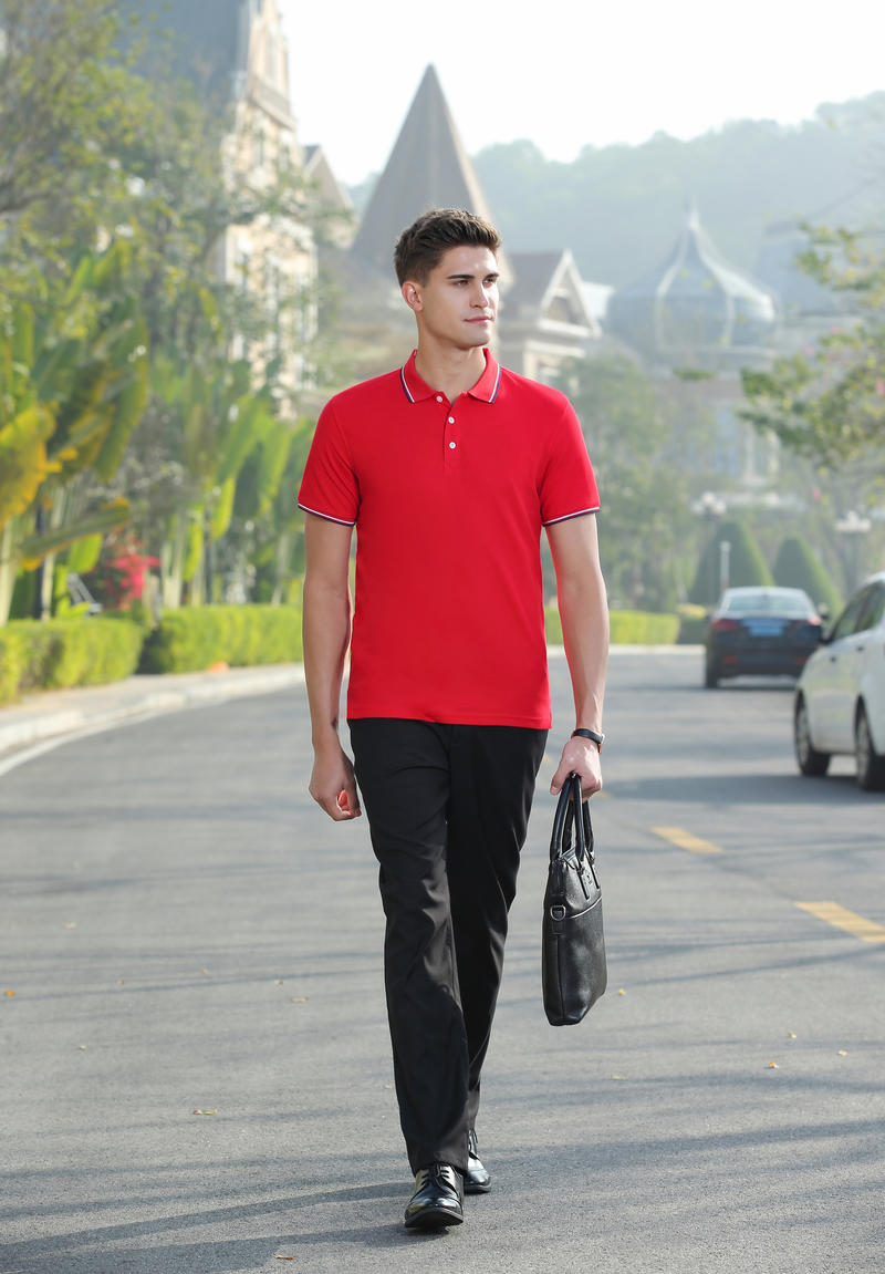 F8518-210 Grams Combed Pure Cotton Double Bead Color Version POLO Collar Short Sleeved Polo Short Sleeved Collar