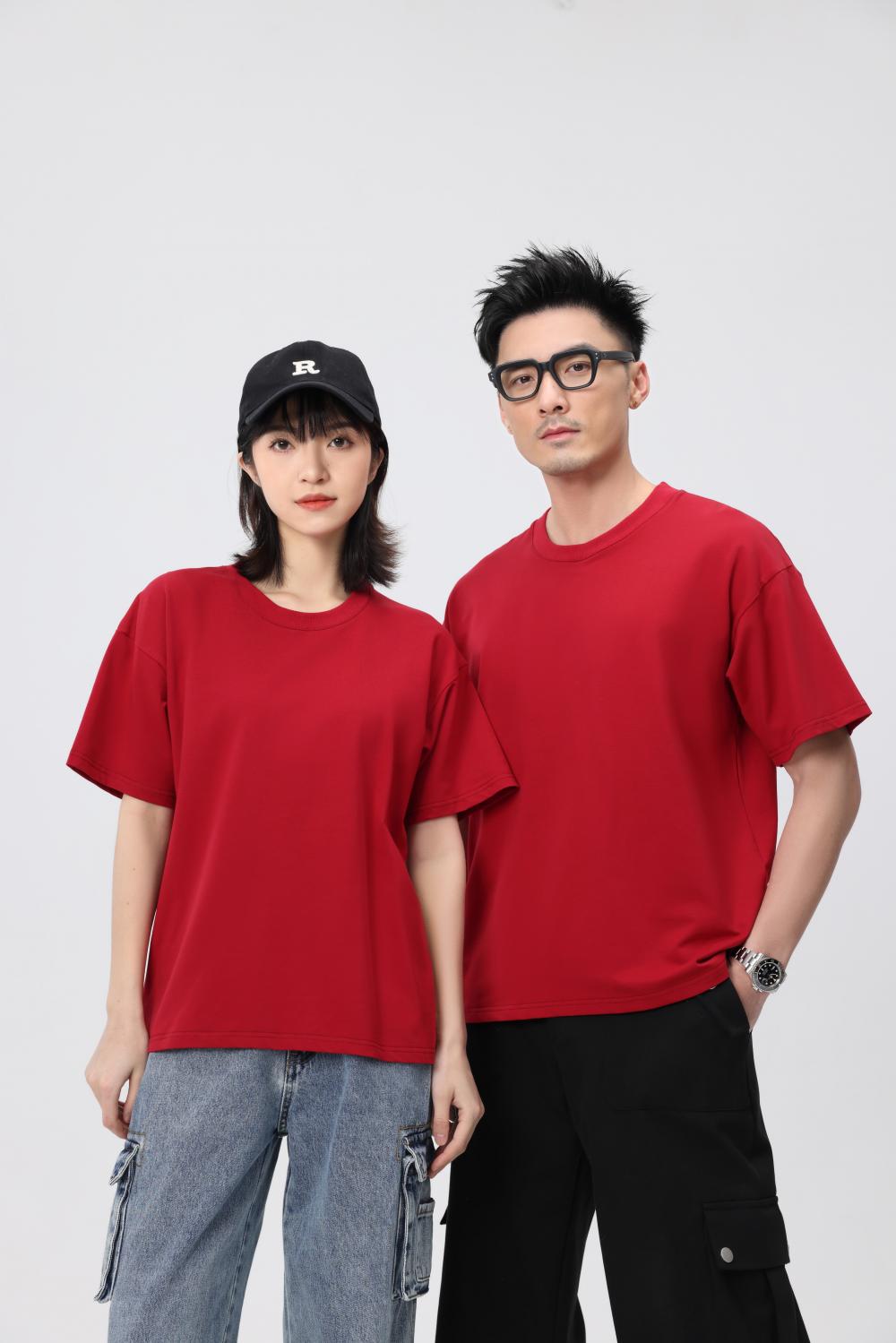 BT2666 (heavy Weight 260g, 32 Count Double Yarn Pure Cotton Round Neck) T-shirt With Loose Shoulder Width