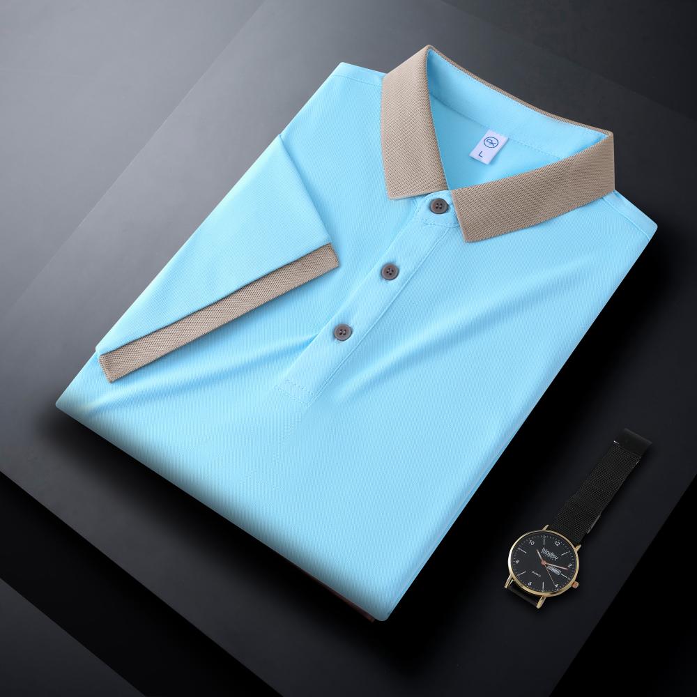 CX2601 Color Blocked Polo Short Sleeved Lapel